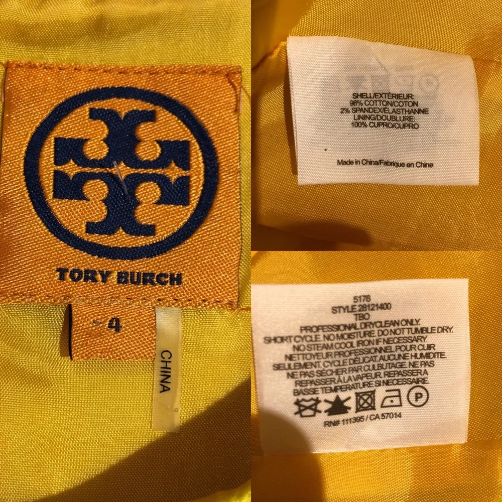 Tory Burch Yellow Sleeveless Sheath Dress